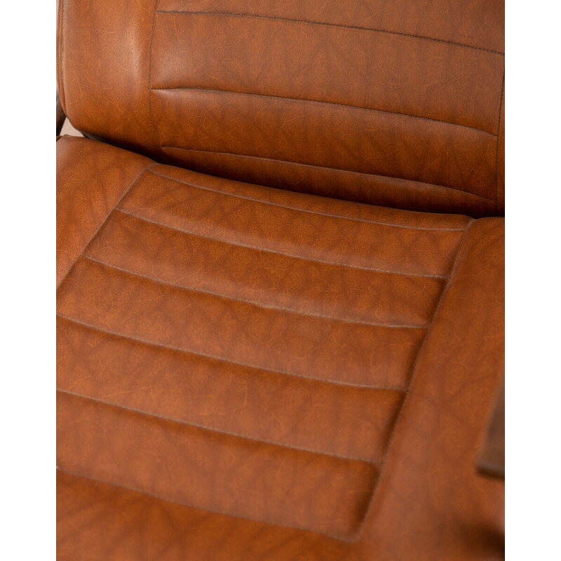 Pareja de sillones reclinables vintage de madera y cuero, años 40