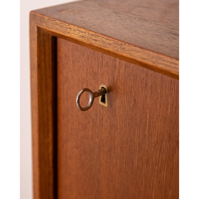 Vintage teak wood sideboard with three sliding doors, 1970s