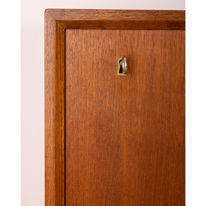 Vintage teak wood sideboard with three sliding doors, 1970s