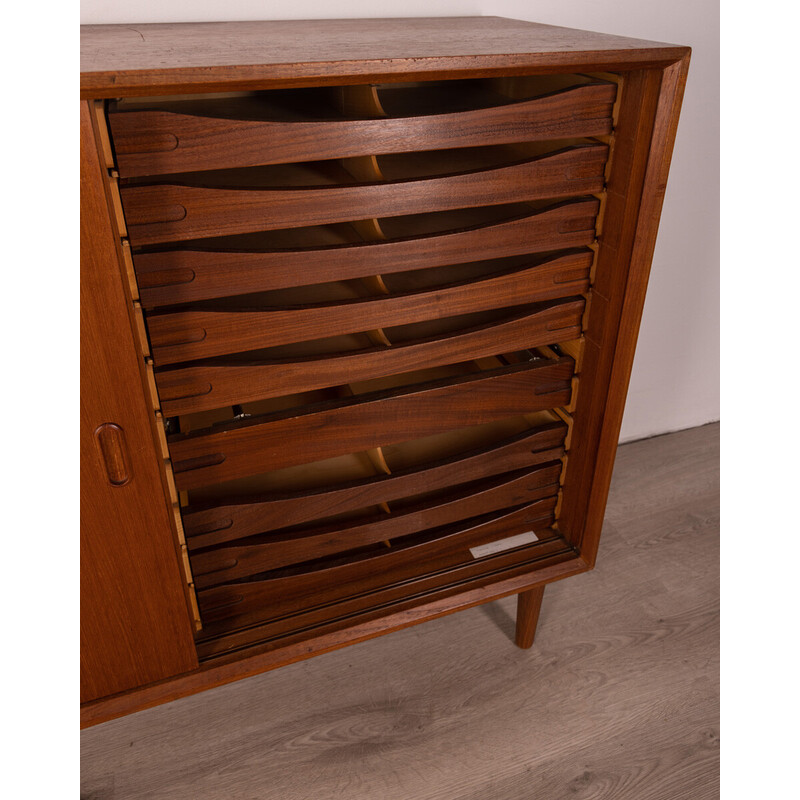 Vintage teak wood sideboard with three sliding doors, 1970s