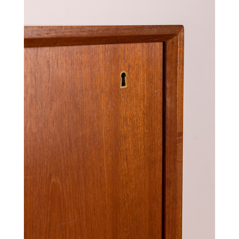 Vintage teak wood sideboard with three sliding doors, 1970s