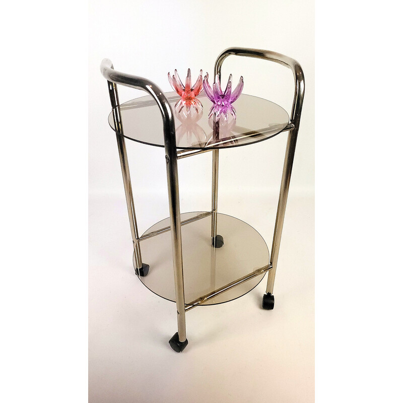 Vintage smoked glass bar trolley, 1980s