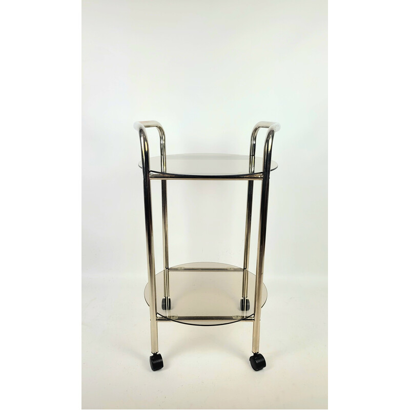 Vintage smoked glass bar trolley, 1980s