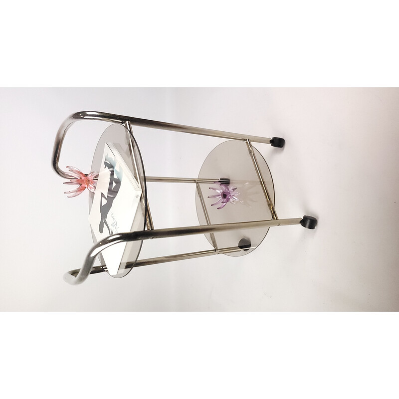 Vintage smoked glass bar trolley, 1980s
