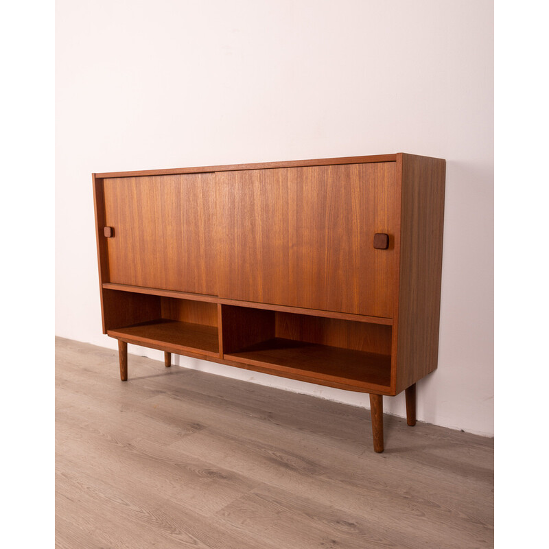 Vintage teak wood sideboard with two sliding doors by Domino Möbler, 1960s