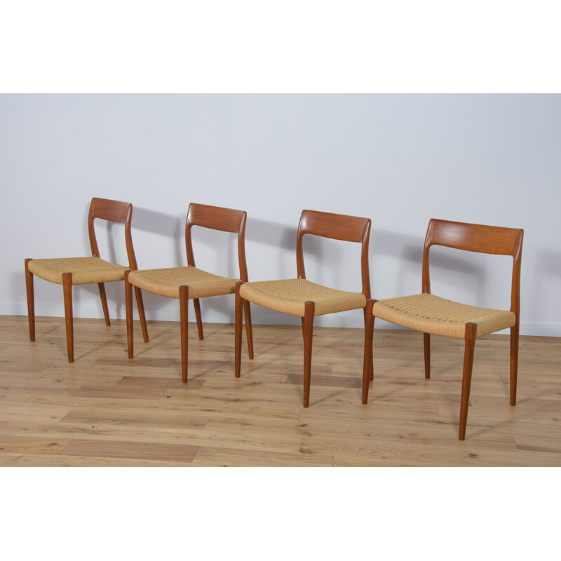 Set of 4 mid-century dining chairs model 77 by Niels Otto Møller for J.L. Møllers, 1960s