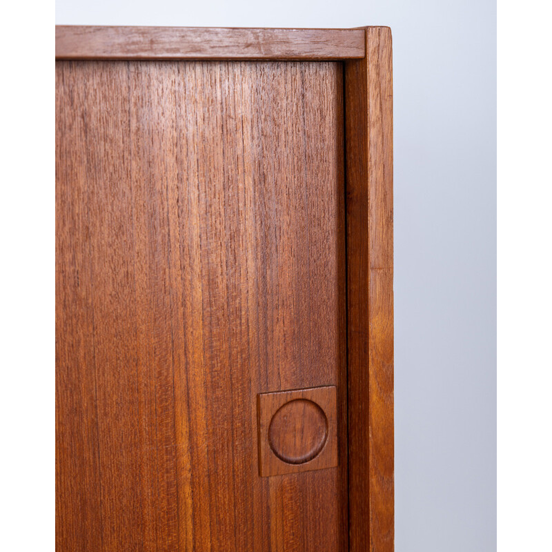 Vintage teak wood sideboard with two sliding doors, 1960s