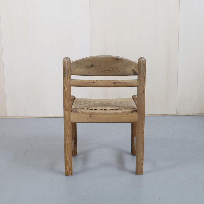 Ensemble de 4 chaises de salle à manger vintage en pin et rotin par Lindebjerg, Danemark