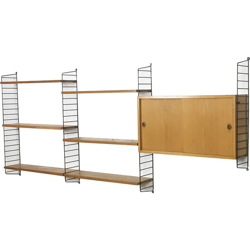 Swedish Ash Wall Unit wall board by Nisse Strinning for String, 1960s