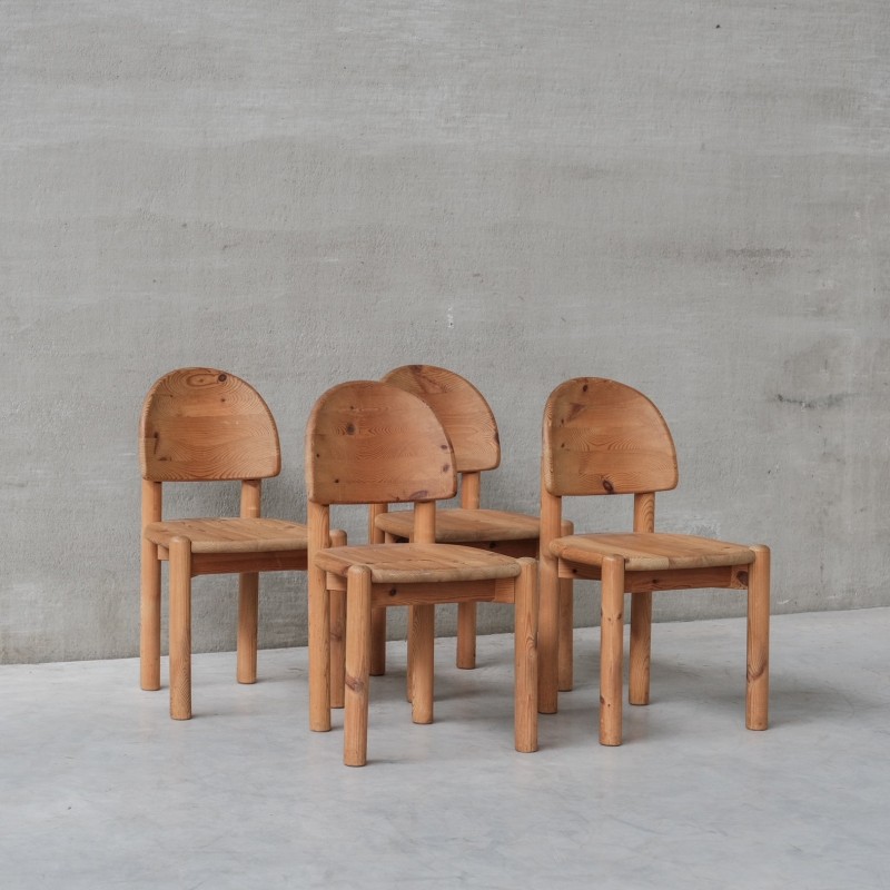 Set of 4 vintage pine dining chairs, Sweden 1970s