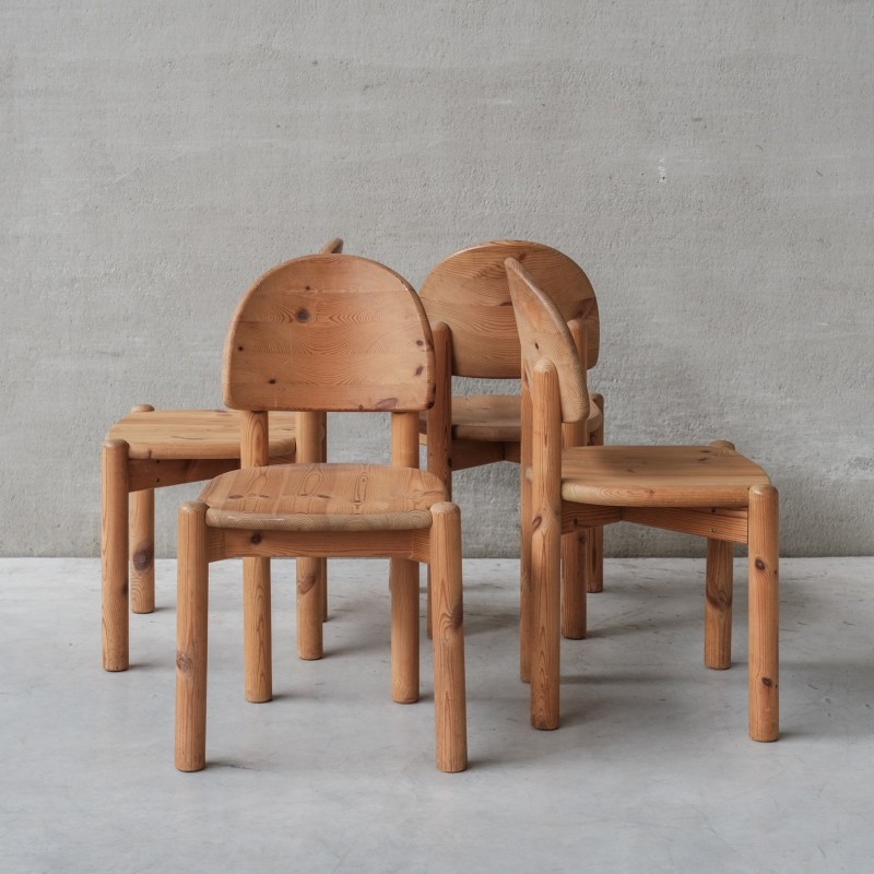 Conjunto de 4 cadeiras de jantar em pinho vintage, Suécia 1970