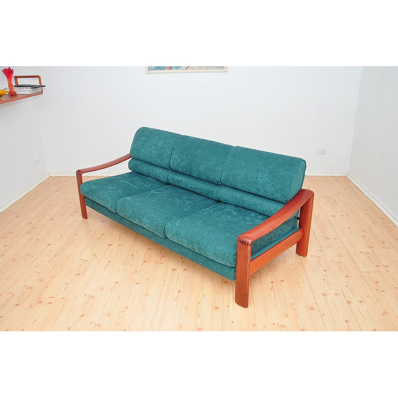 Scandinavian vintage solid teak sofa with upholstery, 1970s