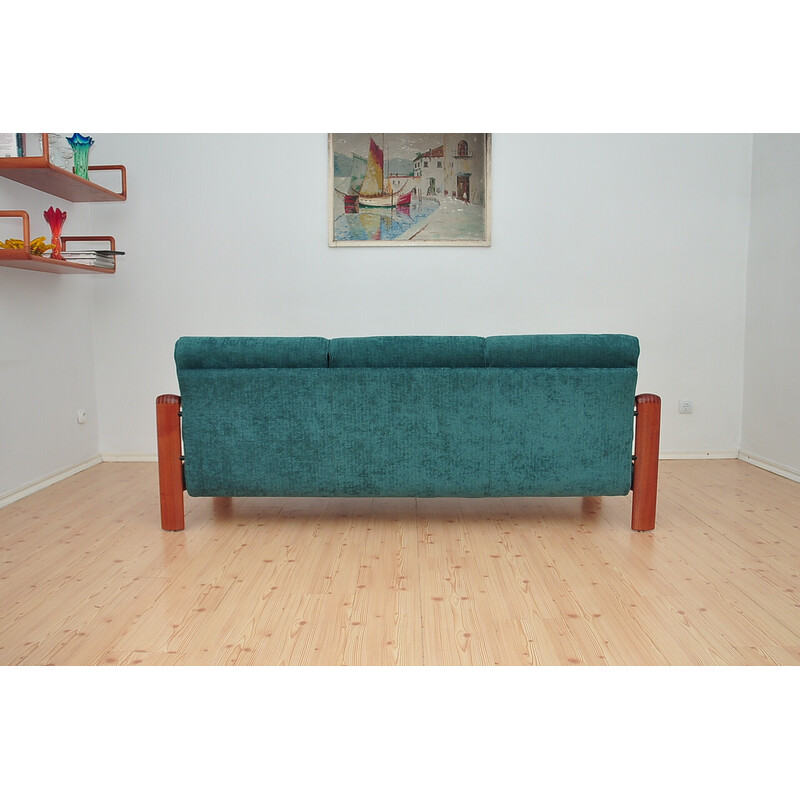 Scandinavian vintage solid teak sofa with upholstery, 1970s