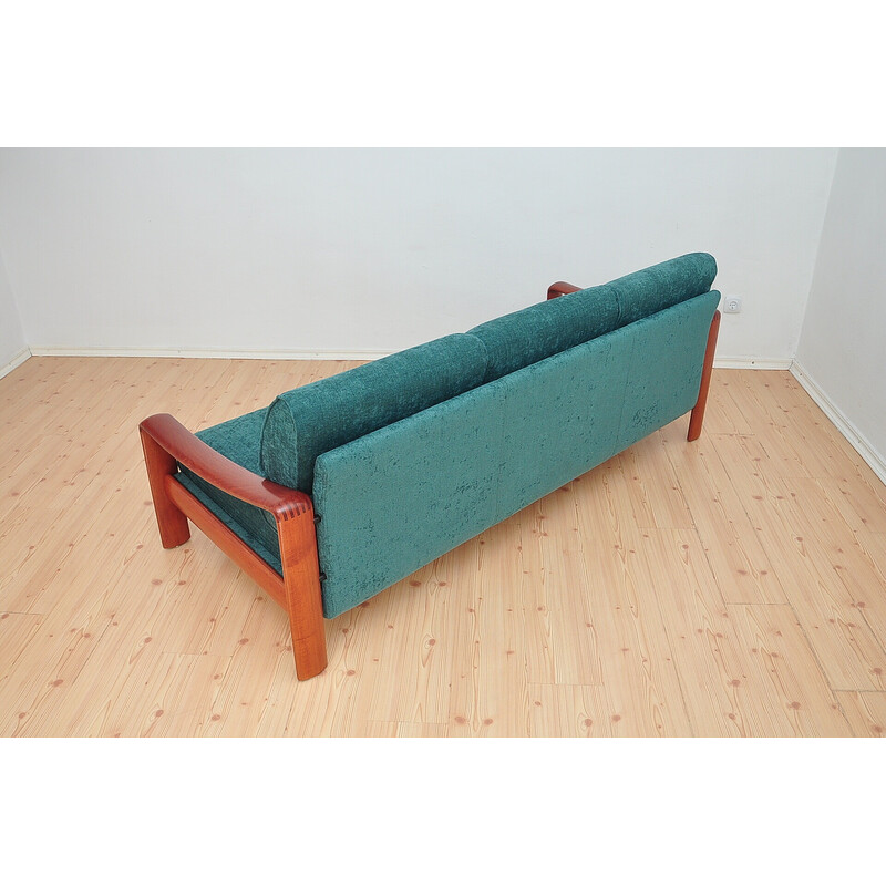 Scandinavian vintage solid teak sofa with upholstery, 1970s