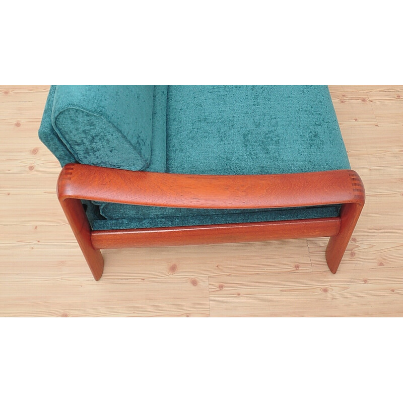 Scandinavian vintage solid teak sofa with upholstery, 1970s