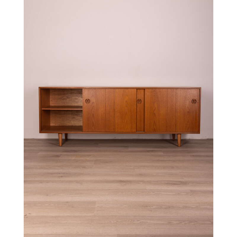 Vintage sideboard in teak wood with three sliding doors, 1960s