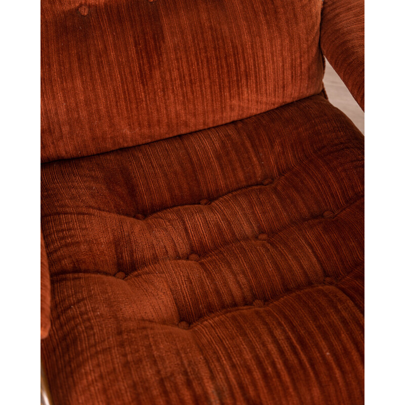 Pair of vintage Danish swivel armchairs in burgundy velvet, 1960s