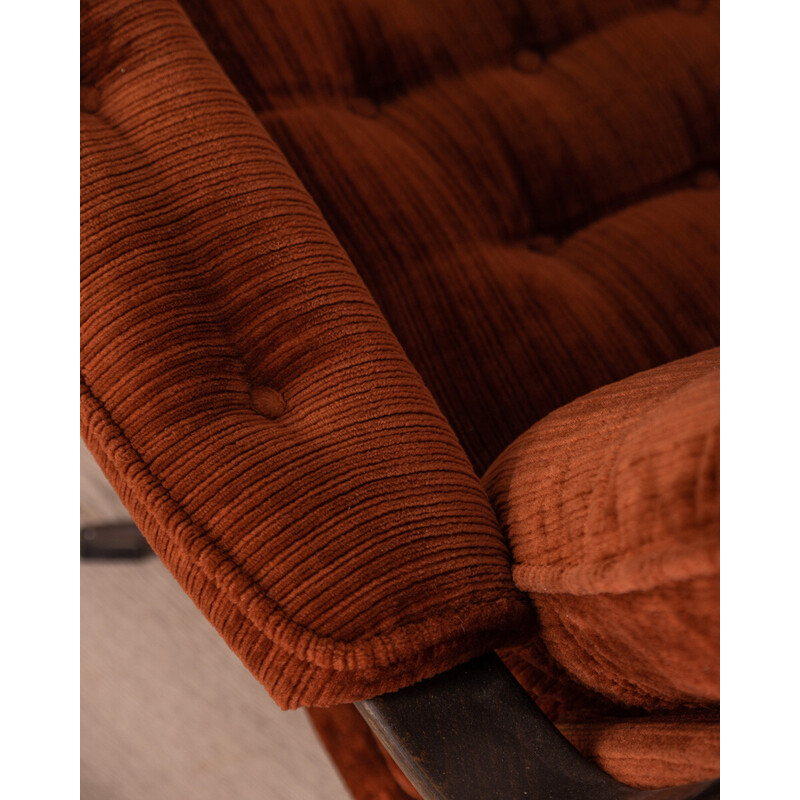 Pair of vintage Danish swivel armchairs in burgundy velvet, 1960s