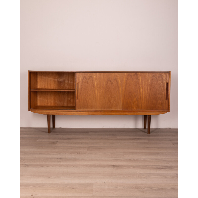 Vintage teakhouten dressoir met twee schuifdeuren, jaren 1960