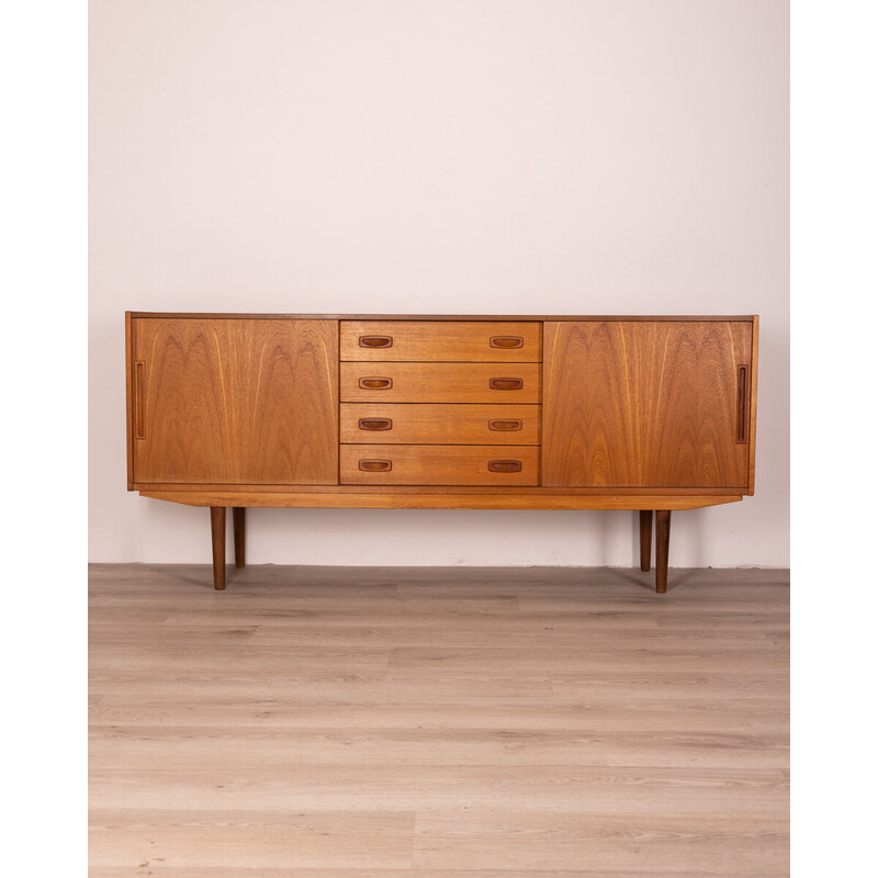 Vintage teak wood sideboard with two sliding doors, 1960s