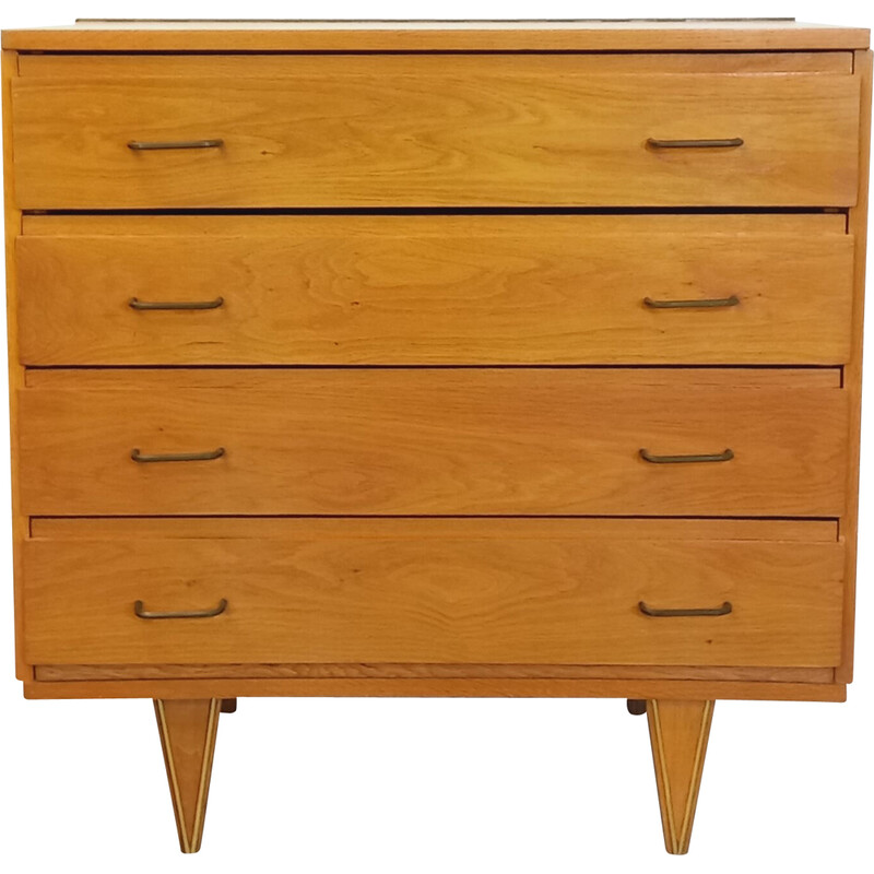 Vintage chest of drawers in light wood, 1950-1960