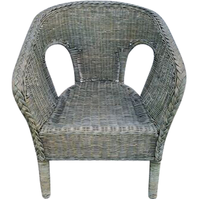 Cadeirão Vintage rattan, 1980