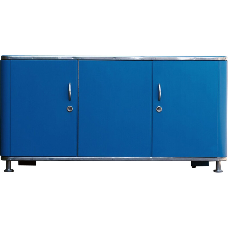 Industrial blue Czech sideboard - 1930s