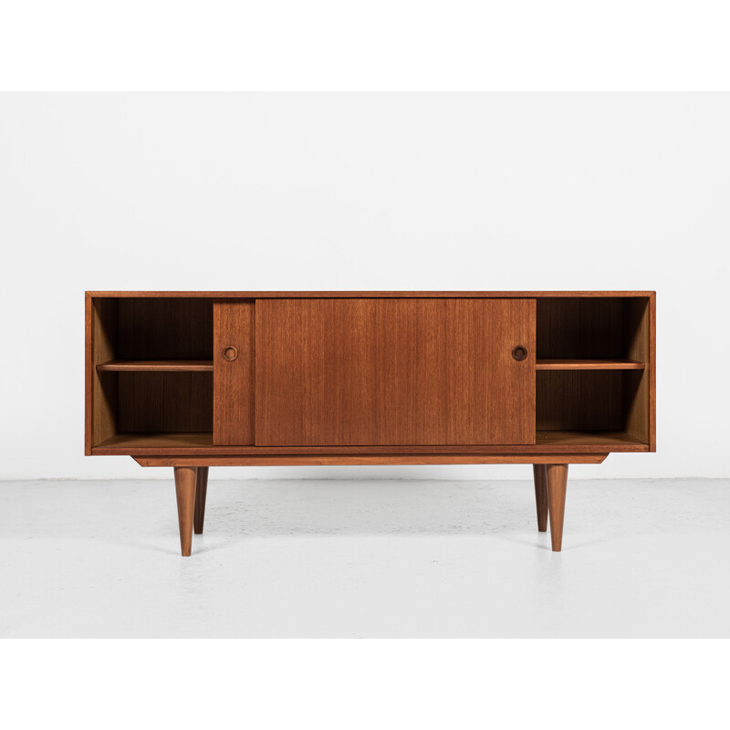 Credenza di metà secolo in teak con 2 ante scorrevoli, Germania 1960