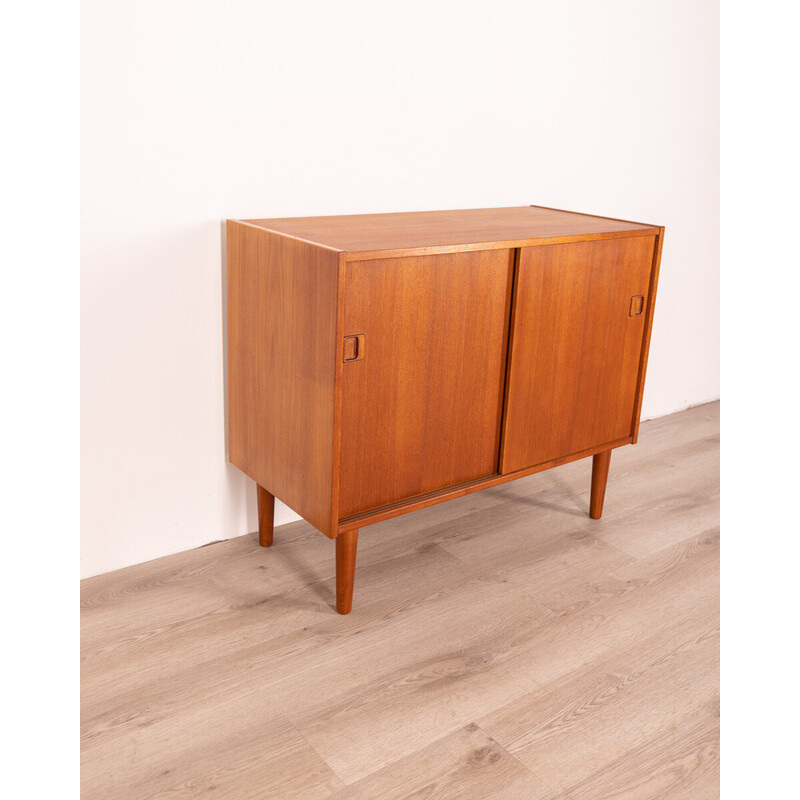 Vintage teak wood sideboard with two sliding doors, 1960s