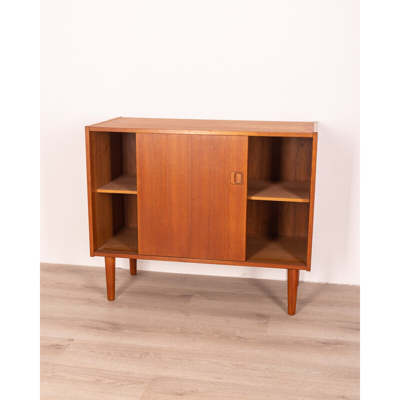 Vintage teak wood sideboard with two sliding doors, 1960s