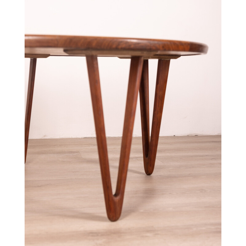 Vintage round side table in rosewood by Tove and Edvard Kindt-Larsen, 1950s