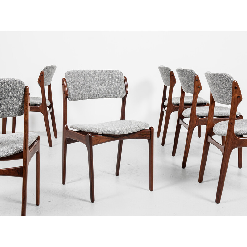 Set of 6 vintage dining chairs in rosewood by Erik Buch for Oddense Maskinsnedkeri, 1960s