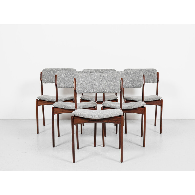 Set of 6 vintage dining chairs in rosewood by Erik Buch for Oddense Maskinsnedkeri, 1960s