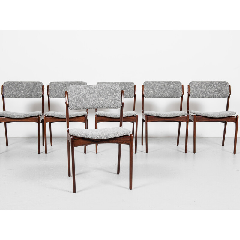 Ensemble de 6 chaises vintage en palissandre par Erik Buch pour Oddense Maskinsnedkeri, 1960