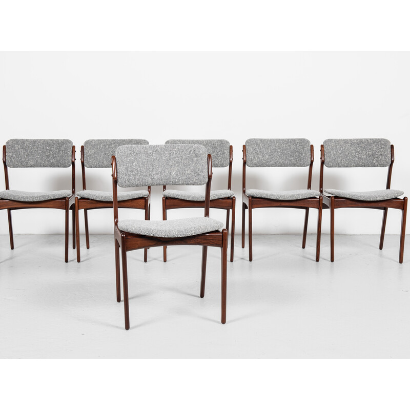 Set of 6 vintage dining chairs in rosewood by Erik Buch for Oddense Maskinsnedkeri, 1960s