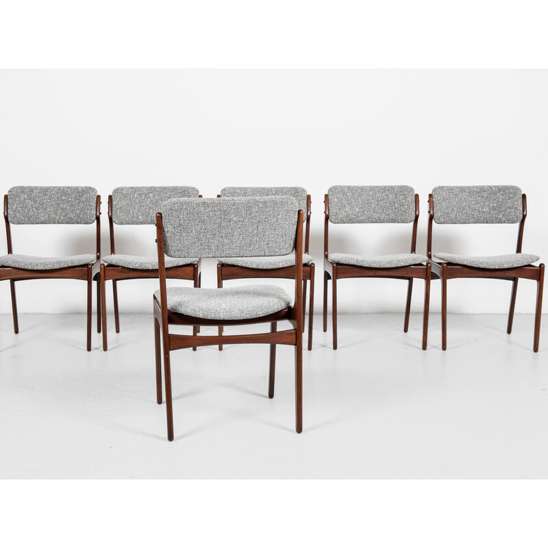 Conjunto de 6 cadeiras de jantar vintage em pau-rosa de Erik Buch para Oddense Maskinsnedkeri, década de 1960