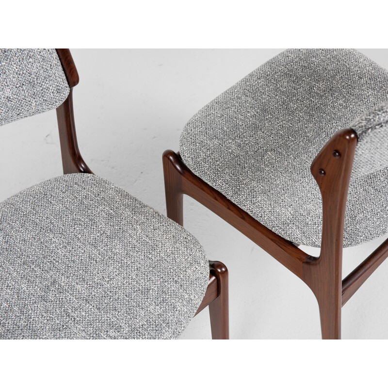 Set of 6 vintage dining chairs in rosewood by Erik Buch for Oddense Maskinsnedkeri, 1960s