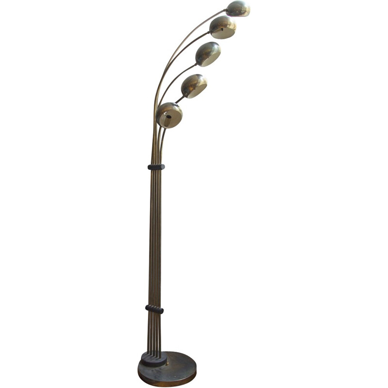 Mid-century Italian brass arc floor lamp - 1960s 