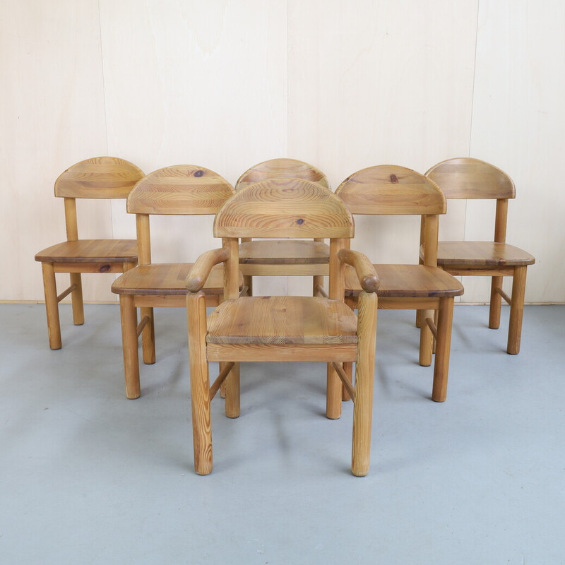 Set of 6 vintage dining chairs in pinewood by Rainer Daumiller for Hirtshals Sawaerk, 1970s