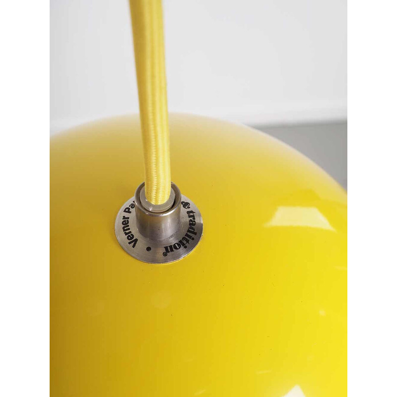 Lâmpadas pendentes Vintage Topan amarelo citrino da Verner Panton