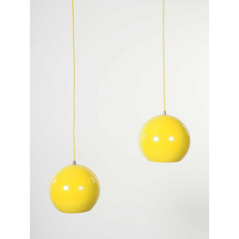 Lâmpadas pendentes Vintage Topan amarelo citrino da Verner Panton