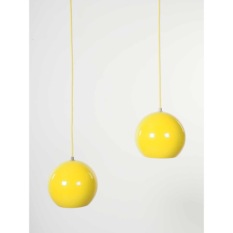 Vintage citrus gele Topan hanglampen van Verner Panton