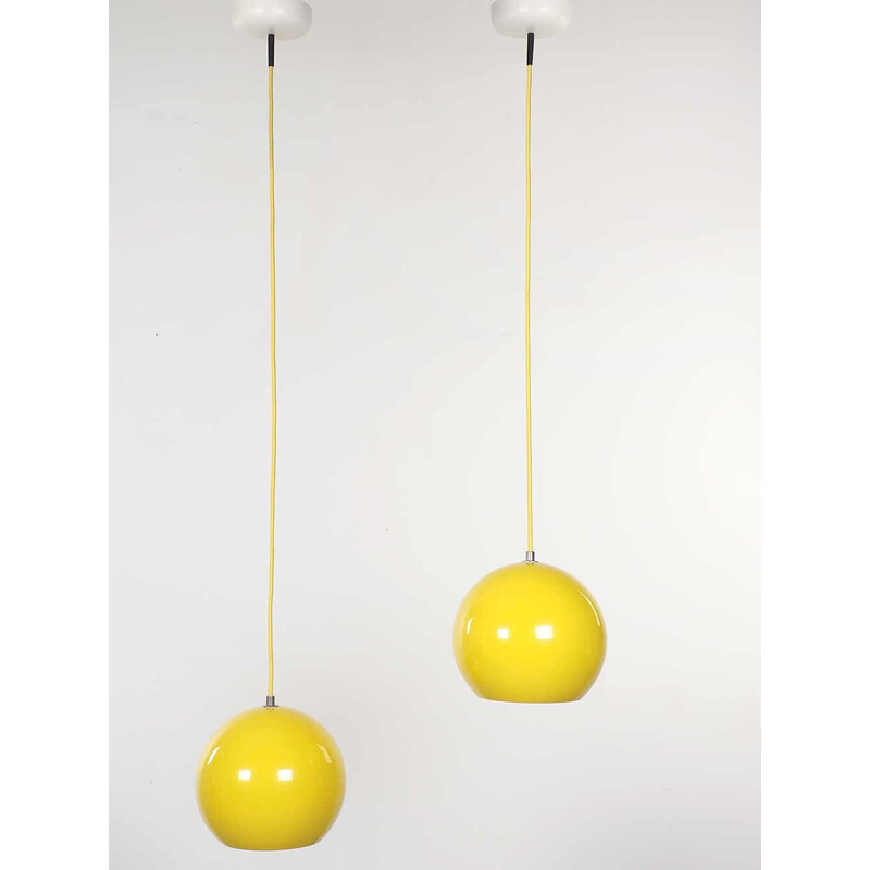 Vintage citrus gele Topan hanglampen van Verner Panton