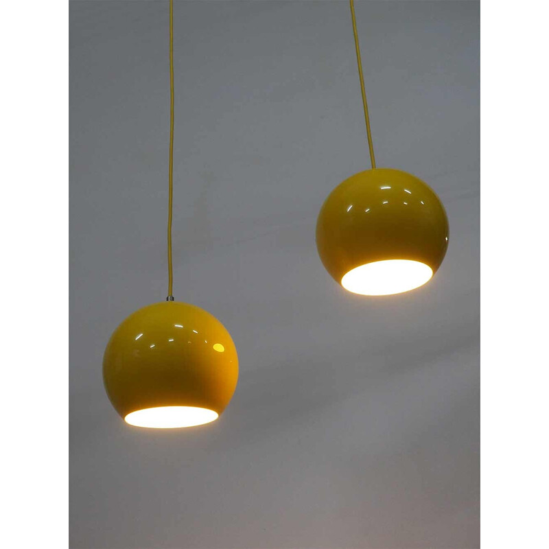 Vintage citrus yellow Topan pendant lamps by Verner Panton