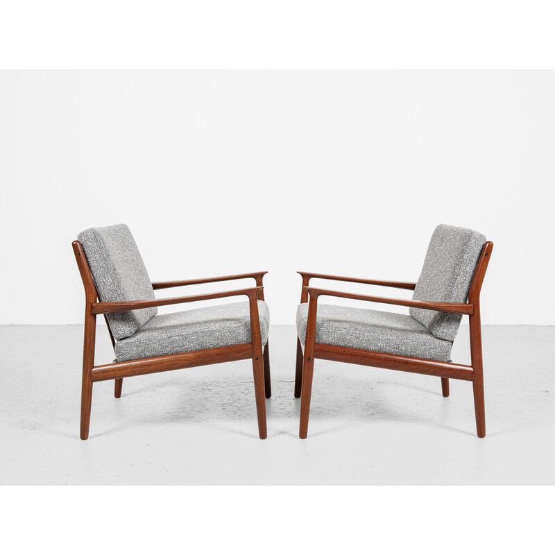 Paar Deense fauteuils in teak van Svend Aage Eriksen voor Glostrup, 1960.