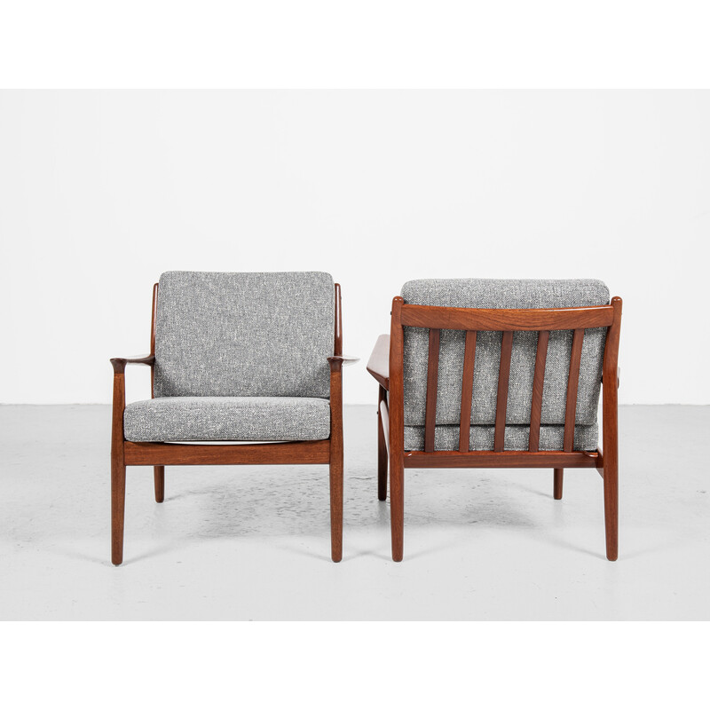 Pair of mid century Danish armchairs in teak by Svend Aage Eriksen for Glostrup, 1960s