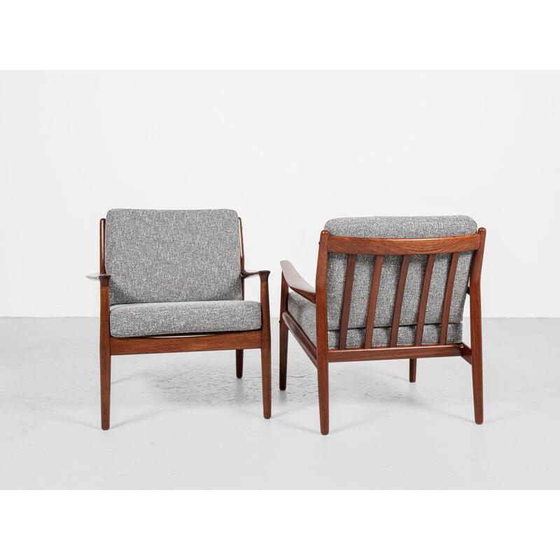 Pair of mid century Danish armchairs in teak by Svend Aage Eriksen for Glostrup, 1960s