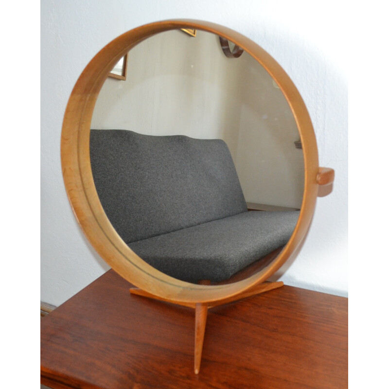 Miroir de table encadré en bois par Uno et Osten Kristiansson pour Luxus - 1960