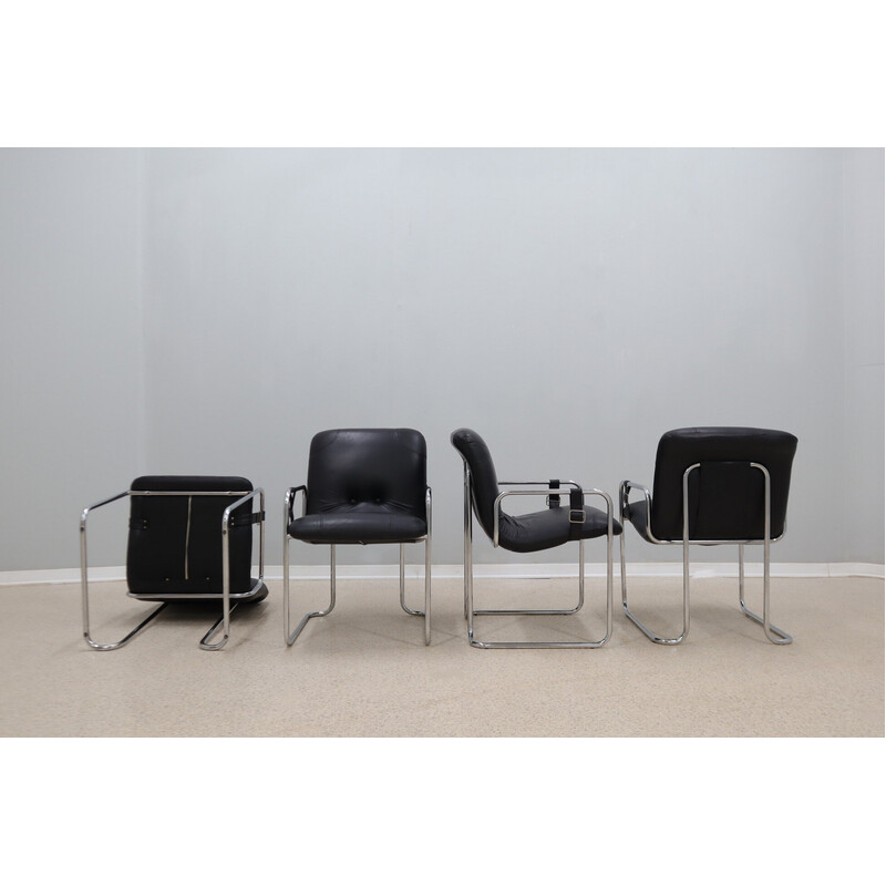 Ensemble de 4 fauteuils vintage en cuir par Guido Faleschini pour iMariani , 1970
