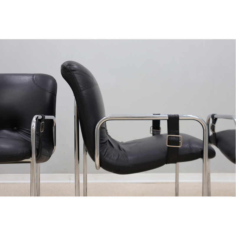 Ensemble de 4 fauteuils vintage en cuir par Guido Faleschini pour iMariani , 1970